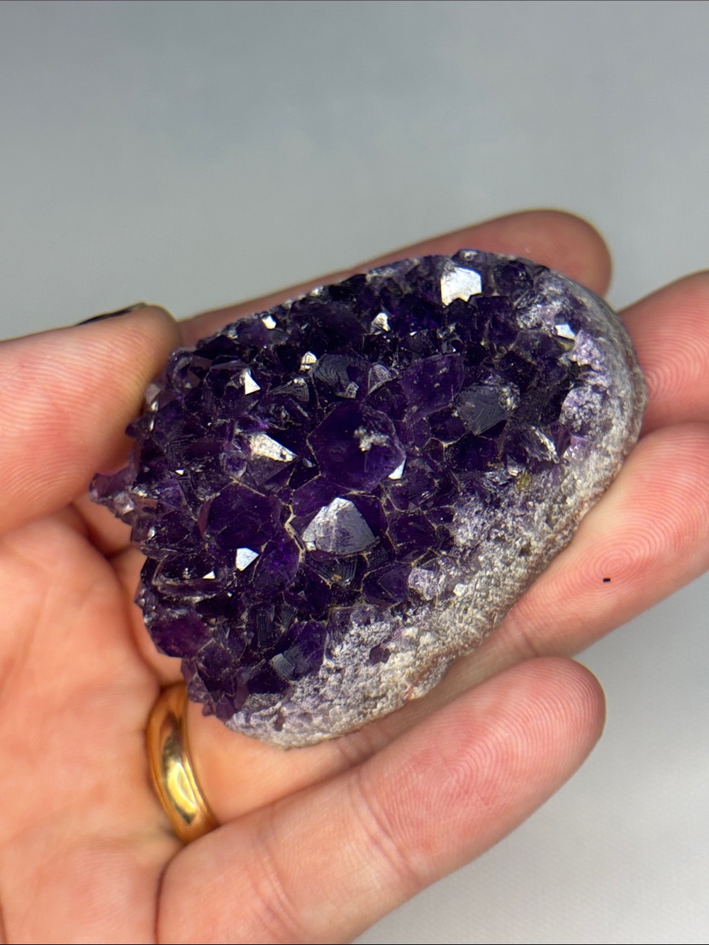 Natural Amethyst Crystal Cluster - Deep Purple Geode